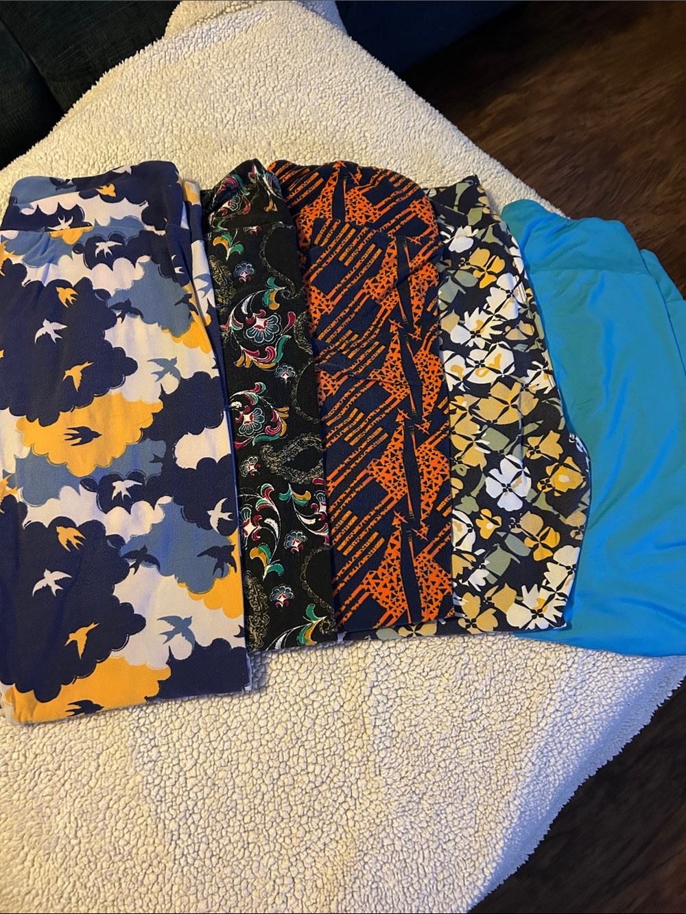 Assorted Patterned Lularoe Leggings Set - Blue, Yellow, Black, Orange